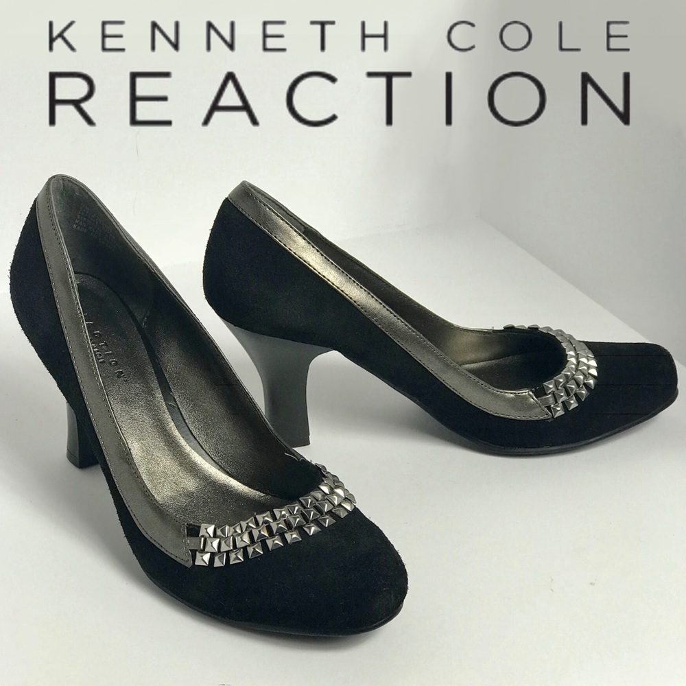 Kenneth Cole Reaction Studded Toe Black Suede Heel